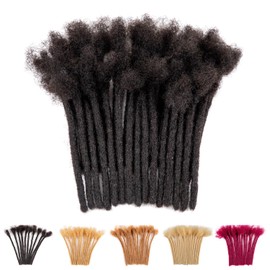 Teresa 4 Inch 0.6cm Width Loc Extension Human Hair Natural Black 10 Strands Full Hand-made Permanent Locs Extensions Can Be Dyed and Bleached for Men/Women/Kids Real Dreadlock Extensions Human Hair