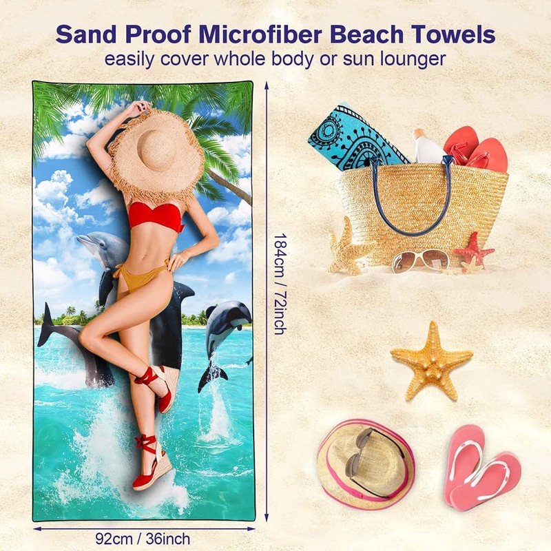 Violetpos Quick Drying and Lightweight Beach Towels, Beach Towel, Large,