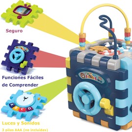 Summala Cubo de Actividade 6 en 1 Cubo Didáctico Multifuncional Juguete Cubo Didactico con Centro de Actividades Montessori Educativos Regalos para Cumpleaños, Navidad y año Nuevo,Azul