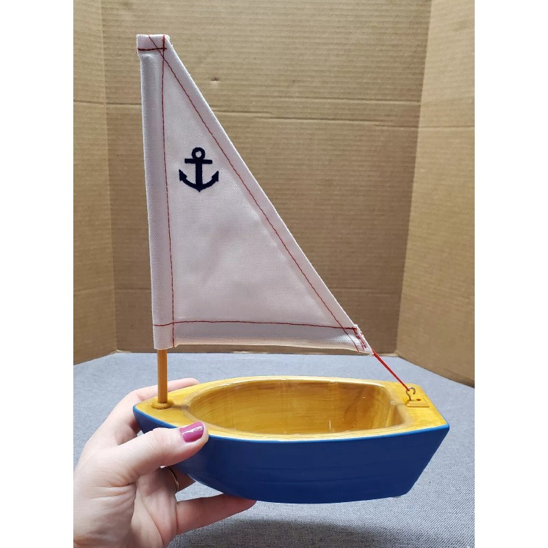 Teleflora Flower Vase Blue Ceramic Captain Boat Teleflora 4 Dad