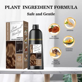 Joyful Young Natural Hair Dye 3 in 1 - Color for Gray Coverage, Coloring Shampoo for Women, Beard Dye for Men, Vegan Ammonia-Free (Golden Brown)