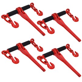 Lechansen G80 Chain Binder 5/16''-3/8'',4 Pack Grade 80 Ratchet Load Binder 5/16 to 3/8 with G80 Grab Hooks,19000 lbs Working Load Limit,for G80 Transport Chain,Hauling,Tie Down