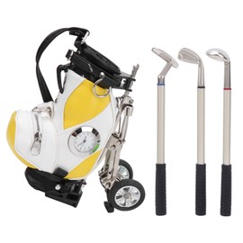 Desktop Golf Pen Set 3 Ballpoint Pens and Mini Bag Znic Alloy Golf Pen Bag with Watch