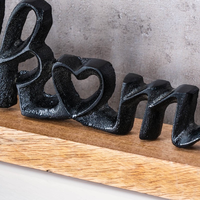 levandeo Lettering Welcome 45 cm Metal Black Mango Wood Decorative