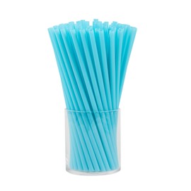 Restaurantware Vanish 8.3 Inch Drinking Straws, 100 Unwrapped Sustainable Straws - Home Compostable, Disposable, Blue PHA Plastic Straw, For All Kinds Of Cold Beverages