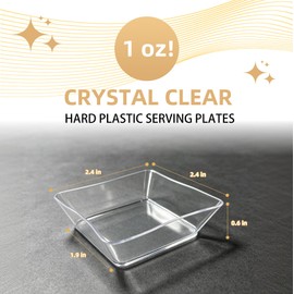 60 Pcs Mini Clear Dessert Plates 2.4 Inch Disposable Square