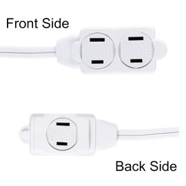 GE 3-Extension Cord with Multiple Outlets 12 Ft Power Strip 2 Prong 16 Gauge Twist-to-Close Safety Covers Indoor Outlet Extender UL Listed White 51954