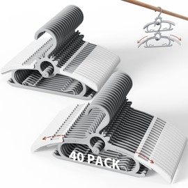 Baby Hangers 40PCS, 11"-14" Extendable and Stackable Kids Hangers, 45g Ultra-Thick Space Saving Non-Slip Plastic Hanger for Infant, Toddler and Nursery Closet, Gray