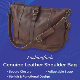 Genuine Leather Shoulder Bag, Rich Chocolate Brown Purse for Women, Handbag with Multiple Pockets, Top Zip Closure, Adjustable Strap