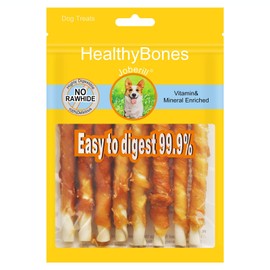 HealthyBones Chicken Breast Wrapped Natural Dog Treats for Daniff and Other Large Mixed Breed Dogs, 9 Count
