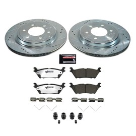 Power Stop Rear K8764-36 Carbon-Fiber Ceramic Brake Pad with Drilled and Slotted Rotor Kit Z36 Truck and Tow