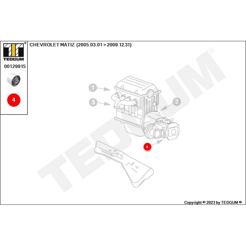 TEDGUM 00129915 REAR ENGINE TRANSMISSION BRACKET (LARGE INSERT)