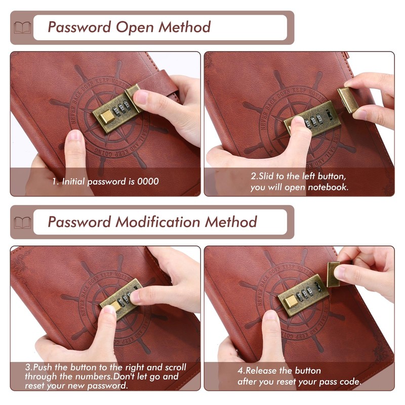 Kesote A5 Diary with Lock Leather Cover Lock Notebook Lined