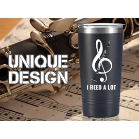 Onebttl Clarinet Gifts, Gifts for Clarinet Players, 20oz Stainless Steel Insulated Tumbler with Lid & Straw - I REED A LOT
