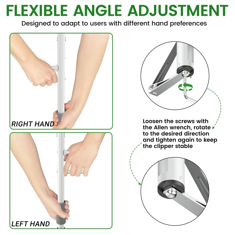 Long Handled Toenail Clipper 20" with Magnifier White
