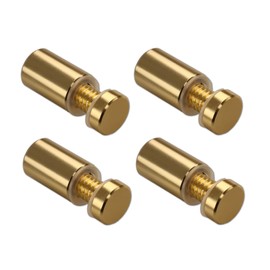 Sign Standoff 1/2" x 3/4", Solid Aluminum Sign Standoff Screws Mounting Hardware Polished Gold for Glass Panel, Acrylic Panel,Pack of 4