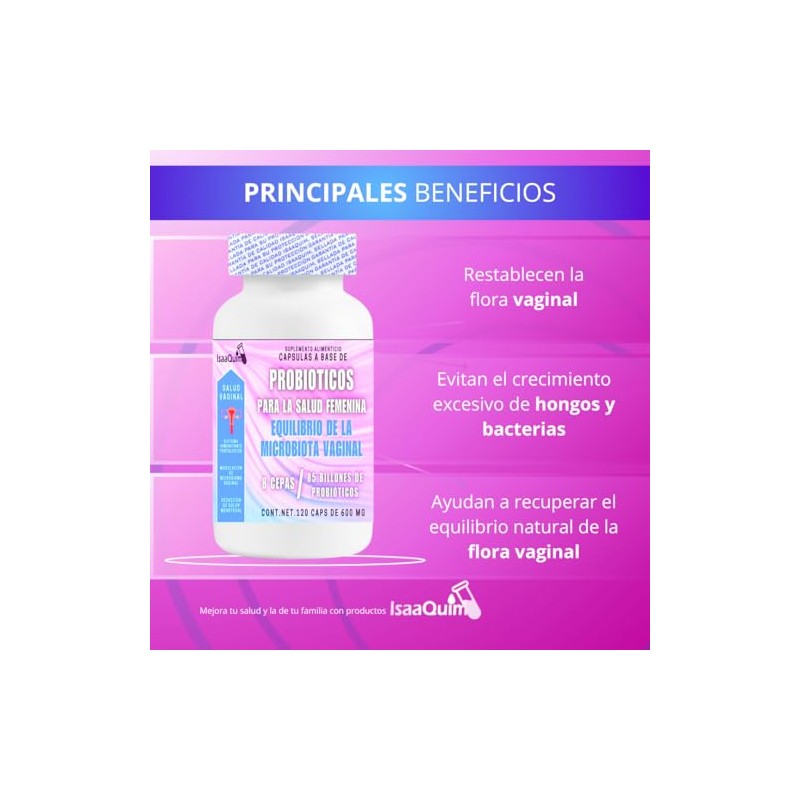 Saaquim Probióticos Mujeres 120 Cápsulas 600 Porciones Cepas Probióticas Billones