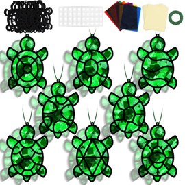 QOUBAI 32 Sets Turtles Suncatchers Craft Kit DIY Window Stained Glass Effect Sea Animal Paper Crafts for Home School Classroom Decoration Kid Ocean Sea Birthday Gift Creative Art Project Activity Game