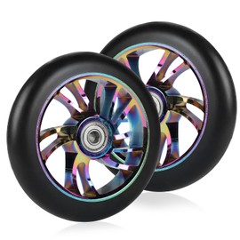DBREAKS Stunt Scooter Replacement Wheel 120 mm Pack of 2 with ABEC 9 Ball Bearings, Hardness 88A Suitable for Scooters of All Types (Black Multicolour)