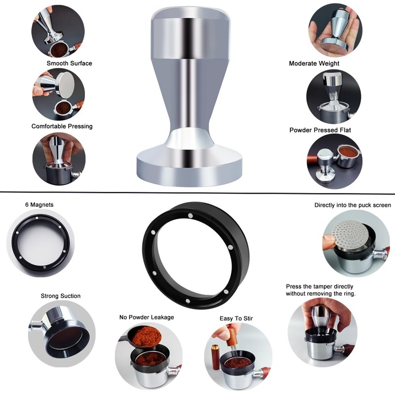 51mm Espresso Tamper Set, 5PCS Coffee Tamper Kit with WDT