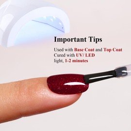 Ozzeal Glitter Gel Polish, Christmas Red Iridescent Glitter Gel Nail Polish Sparkle Shimmer Gel Glitter Nail Polish Autumn Winter Soak off LED UV Gel Nail Polish for Art DIY Manicure 15ML