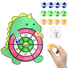 Children's Dartboard Set, 37 cm / 14.5 Inch Soft Tip Darts Board with 12 Sticky Balls, Folodable Throwing Game, Children, Dinosaurs for Children 3 Years and Above