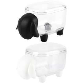 Qixuer Cotton Swab Storage Boxes, 2 Pcs Cotton Swab Holder Cute Sheep Shaped Toothpick Cotton Ball Dispenser Organizer Container With Cover Mini Cotton Swabs Case Black White Cotton Swab Storage Boxes