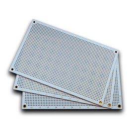 Premium Perforated Grid Board (Pack of 3) | Single Sided with Round Pads | 160mm x 100mm | White | 2.54mm Pitch