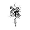 Oottati 2 Sheet Steampunk Compass Small Tiny Temporary Tattoo for