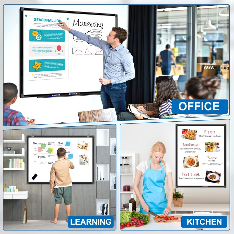 H-Qprobd White Board Dry Erase 4' X 3', Magnetic Dry