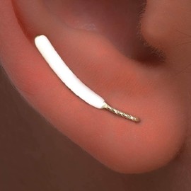 Ear Climbers Long Ear Climber Earrings Curved Bar Studs, Ear crawlers, Ear Jackets (Gold)