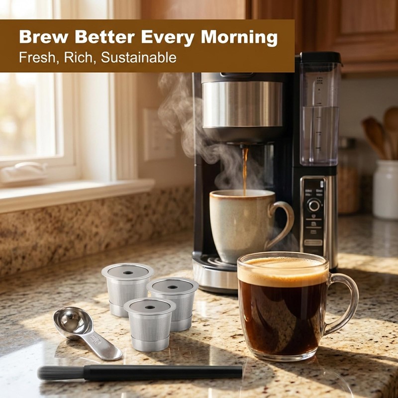 3 Pcs Reusable K Cups and Coffee Pods for Ninja