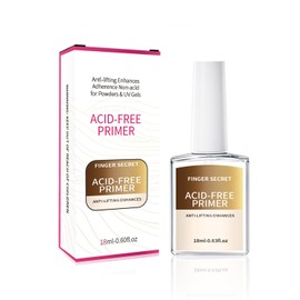 Finger Secret 18ml Acid-Free Primer for Gel Nail Polish 0.63floz, Fast Air Dry Base Coat Nail Primer Bond Pre Enhanced Adhesion Before Builder Gel for Flase Acrylic Nails Art Design in Salon Home Use