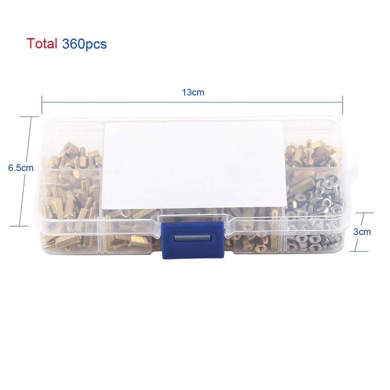 360Pcs M2.5 Standoff Kit Latón, Separador Separador PCB macho-hembra de