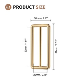 SUIKIHUM 8 Pack Metal Slide Buckle, 1 1/4 Inch Tri-Glides Buckle Zinc Alloy Strap Adjuster Rectangle Buckle for Bag Belt, Gold