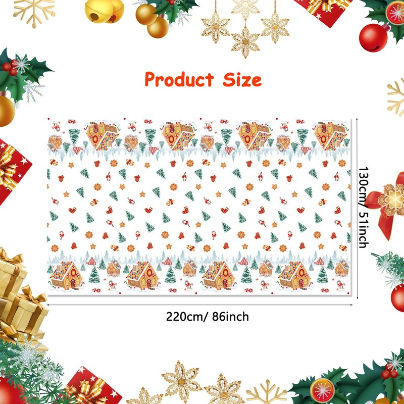 PHOGARY 2 Pack Christmas Tablecloths Gingerbread Tablecloth, Gingerbread House Tablecloths