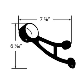 2" Dia. x 6-1/8" H Polished Brass Bar Footrail Mount Bracket for 2-inch Bar Rail