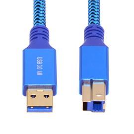 Xiwai 5Gbps USB 3.0 Type-A Male to USB3.0 Type-B Male Extension Braided Cable Sleeve Blue for Disk SSD Camera Data 0.3m