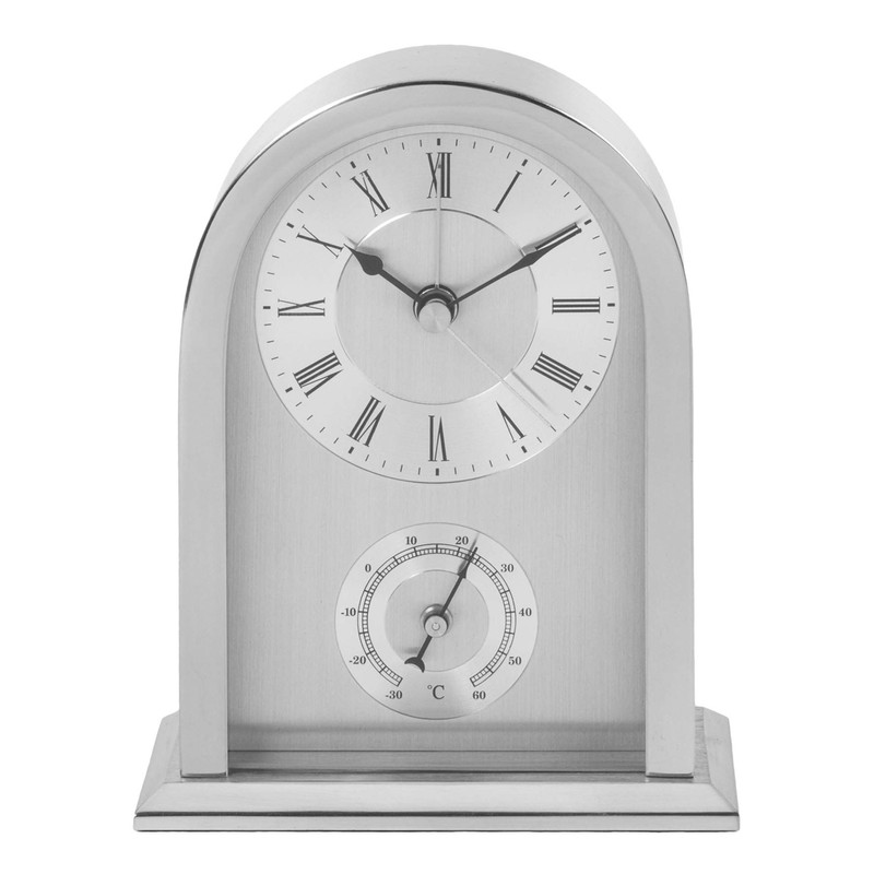 WM Widdop A stunning, brushed aluminium arched mantel carriage clock