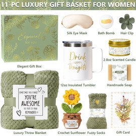 Birthday Gifts for Women Self Care Get Well Soon Gift Baskets, Spa Care Package Thinking of You Gift Set, Sympathy Inspirational Sunflower Mothers Day Easter Gifts for Women Her Mom Friend Sister Wife