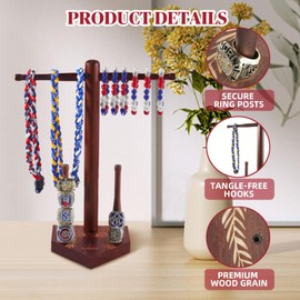 HISSATE Wooden Baseball or Softball Drip Necklace Organizer Holder Stand, Championship Ring Display Holder, Sports Ring Holder, Softball Jewelry Organizer Display Gifts for Baseball Players and Lovers