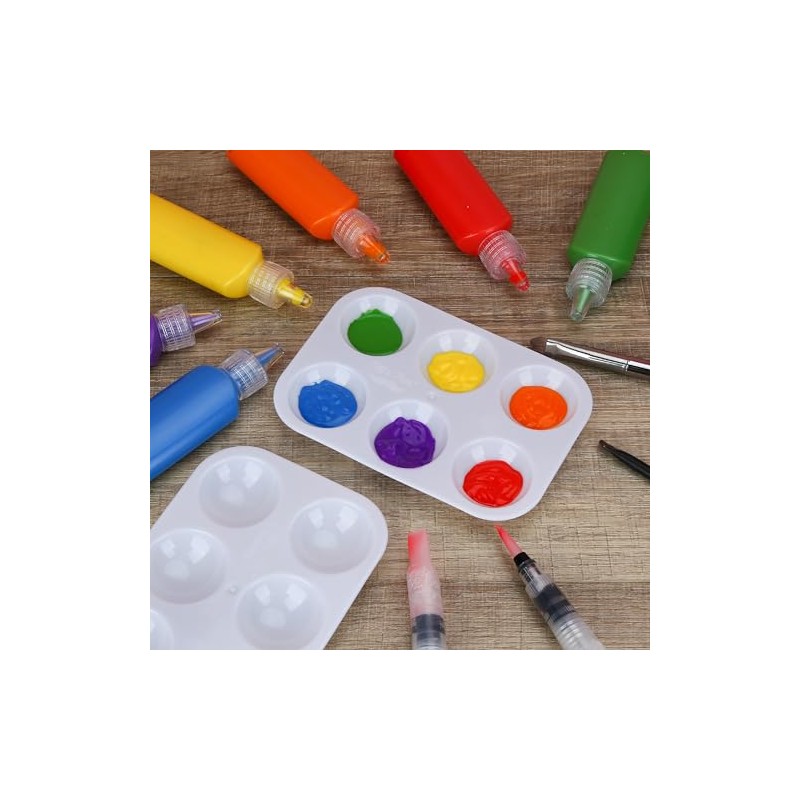 Mr. Pen- Plastic Paint Palette, 30 Pack, 6 Wells, White