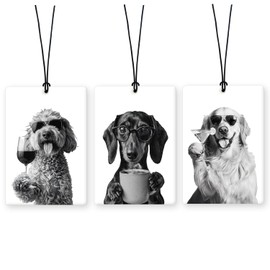 Lacama Retro Poodle Golden Retriever Dachshund Car Air Freshener 3Pcs, Funny Poodle Goldie Weiner Dog Cars Scents Air Freshener for Women Girls Gifts, Dog Car Accessories Interior Mirror Decor Hanging
