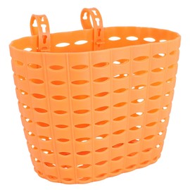 BESPORTBLE Kids Bike Basket Detachable Front Basket Plastic Bicycle Storage Basket Removable Bike Storage Container Sundries Organizer Orange