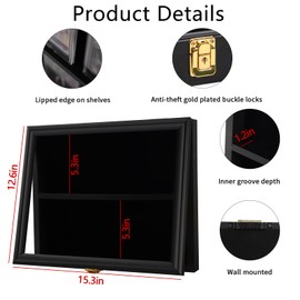 8 Baseball Card Display Case - Lockable Sports Graded Card Display Case Wall Mount with UV Protection Acrylic Door for Baseball Basketball Football Hockey Trading Card Collection Small