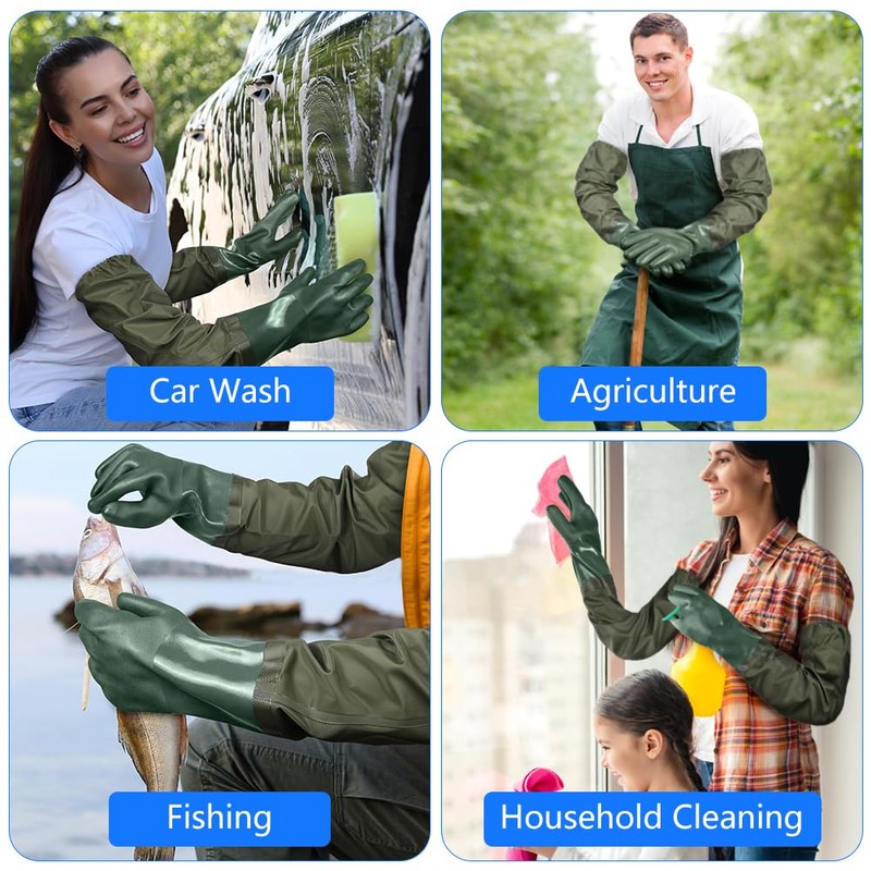 ANOMM Long Pond Gloves, Waterproof Long Rubber Gloves, 71 cm