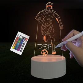LELYFIT 3D Lamp Football Night Light with Remote Control, 16 Colour Changing Touch Switch Table Desk Decoration Lamps, a Gift for Family, Friends and Children