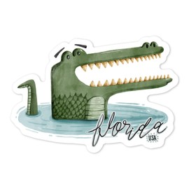 Die Cut Sticker Florida, Alligator, Watercolor, Contour Vinyl Sticker 1 to 3 inches (Waterproof Decal for Cars, Water Bottles, Laptops, Coolers), Small
