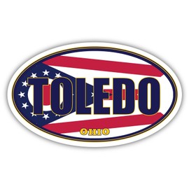 3 Pack 2x3 inches | Toledo City Ohio State Flag | OH Flag Lucas County Oval State Colors Construction Toolbox, Hardhat, Lunchbox, Helmet, Mechanic, Luggage