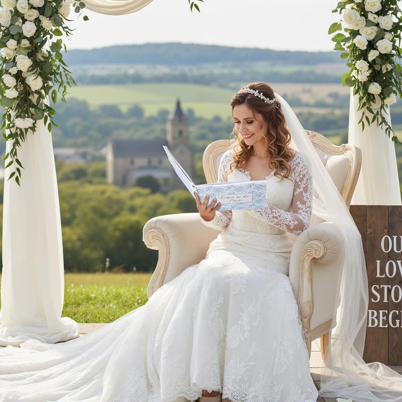 Humyoun Wedding Guest Book Letters to Bride 8.5x7 Inch,Blue,Classic